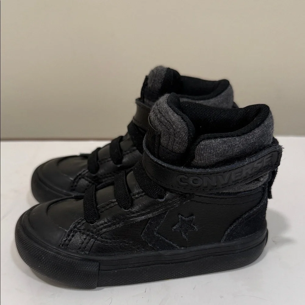 Mint - Converse Leather Pro Blaze Strap Kids Black High-Top Sneakers ( sz 5)